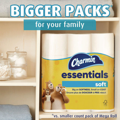 Image of Charmin® Essentials Soft Bathroom Tissue, Septic Safe, 2-Ply, White, 330 Sheets/Roll, 12 Rolls/Pack, 4 Packs/Carton