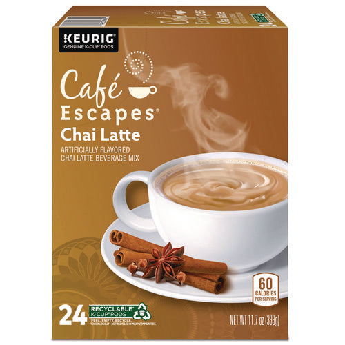 Image of Cafe Escapes® Chai Latte K-Cups, 24/Box