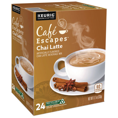 Image of Cafe Escapes® Chai Latte K-Cups, 24/Box