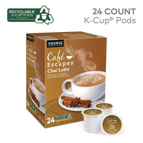 Image of Cafe Escapes® Chai Latte K-Cups, 24/Box