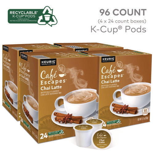 Image of Cafe Escapes® Chai Latte K-Cups, 96/Carton