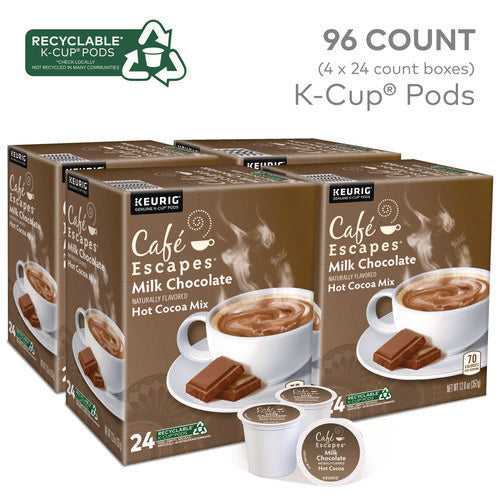 Image of Cafe Escapes® Cafe Escapes Milk Chocolate Hot Cocoa K-Cups, 96/carton