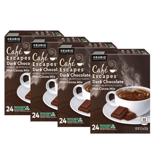 Image of Cafe Escapes® Dark Chocolate Hot Cocoa K-Cups, 24/box, 4 Box/carton