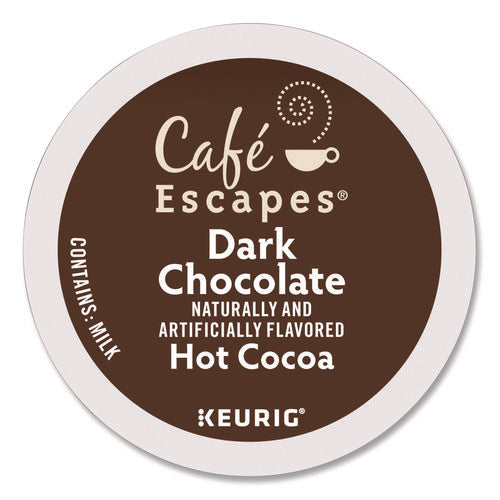 Image of Cafe Escapes® Dark Chocolate Hot Cocoa K-Cups, 24/box, 4 Box/carton
