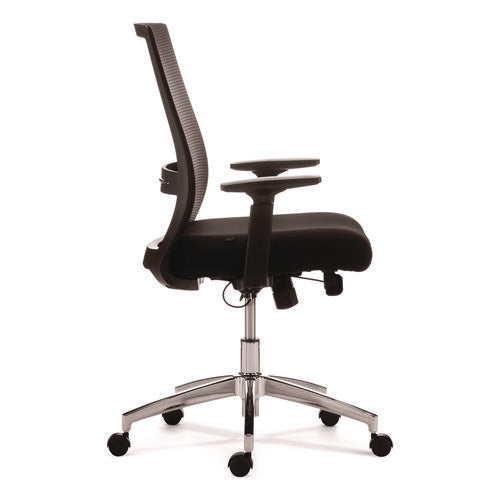 Image of Alera® Alera Ashdale Ergonomic Fabric Swivel Task Chair, Supports 275 lb, 18.15 to 21.89 Seat Height, Black Seat/Back, Silver Base