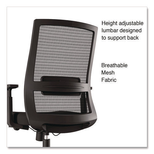 Image of Alera® Alera Ashdale Ergonomic Fabric Swivel Task Chair, Supports 275 lb, 18.15 to 21.89 Seat Height, Black Seat/Back, Silver Base