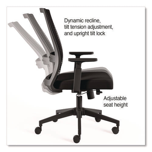 Image of Alera® Alera Ashdale Ergonomic Fabric Swivel Task Chair, Supports 275 lb, 18.15 to 21.89 Seat Height, Black Seat/Back, Silver Base