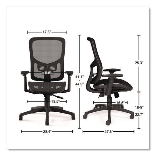 Image of Alera® Alera Hollins Ergonomic Mesh Swivel Task Chair, Supports Up to 275lb, 18.57 to 22.54 Seat Height, Black Seat/Back, Black Base