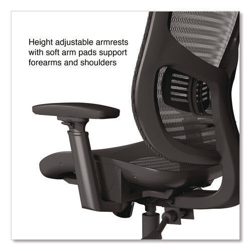 Image of Alera® Alera Hollins Ergonomic Mesh Swivel Task Chair, Supports Up to 275lb, 18.57 to 22.54 Seat Height, Black Seat/Back, Black Base