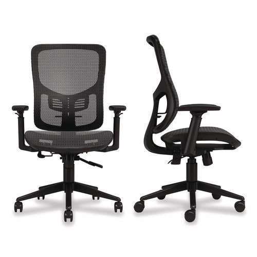 Image of Alera® Alera Hollins Ergonomic Mesh Swivel Task Chair, Supports Up to 275lb, 18.57 to 22.54 Seat Height, Black Seat/Back, Black Base