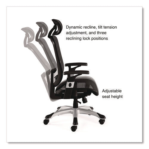 Image of Alera® Alera Minerva Ergonomic Mesh Swivel Task Chair, Supports Up to 275lb, 17.24 to 20.98 Seat Height, Gray Seat/Back, Silver Base