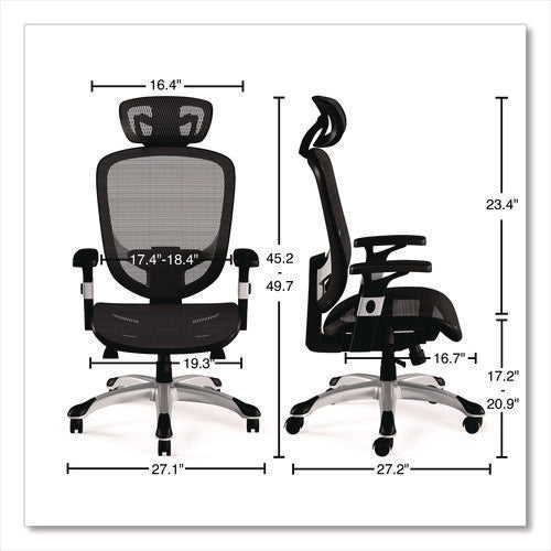 Image of Alera® Alera Minerva Ergonomic Mesh Swivel Task Chair, Supports Up to 275lb, 17.24 to 20.98 Seat Height, Gray Seat/Back, Silver Base