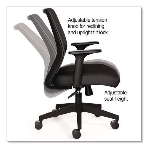 Image of Alera® Alera Wessex Ergonomic Fabric Mesh Swivel Task Chair, Supports Up to 275lbs, 17.09 to 20.83 Seat Height, Black Seat/Back/Base