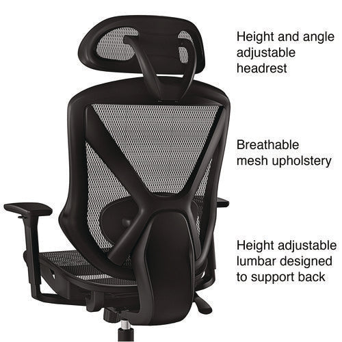 Image of Alera® Alera Taunton Ergonomic Mesh Swivel Task Chair, Supports Up to 275lb, 17.44 to 20.98 Seat Height, Black Seat/Back, Black Base