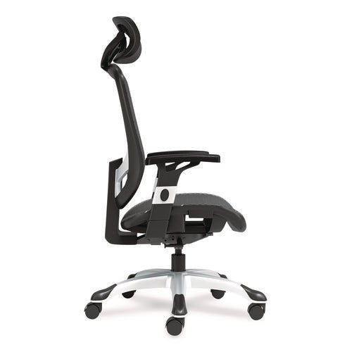 Image of Alera® Alera Minerva Ergonomic Mesh Swivel Task Chair, Support Up to 275lb, 17.24 to 20.98 Seat Height, Black Seat/Back, Silver Base
