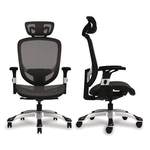 Image of Alera® Alera Minerva Ergonomic Mesh Swivel Task Chair, Support Up to 275lb, 17.24 to 20.98 Seat Height, Black Seat/Back, Silver Base