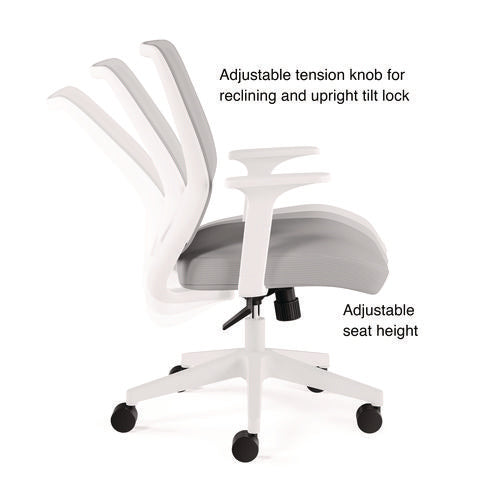 Image of Alera® Alera Wessex Ergonomic Fabric Mesh Swivel Task Chair, Supports 275 lb, 17.09 to 20.83 Seat Height, Gray Seat/Back, White Base
