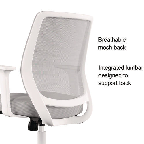 Image of Alera® Alera Wessex Ergonomic Fabric Mesh Swivel Task Chair, Supports 275 lb, 17.09 to 20.83 Seat Height, Gray Seat/Back, White Base