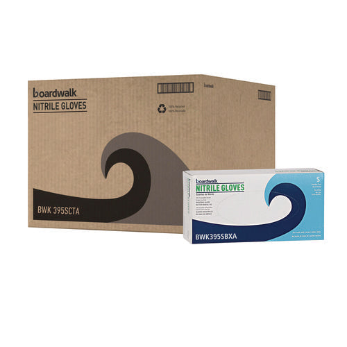 Image of Boardwalk® Disposable Powder-Free Nitrile Gloves, Small, Blue, 5 mil, 100/Box, 10 Boxes/Carton