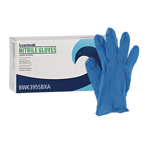 Image of Boardwalk® Disposable Powder-Free Nitrile Gloves, Small, Blue, 5 mil, 100/Box