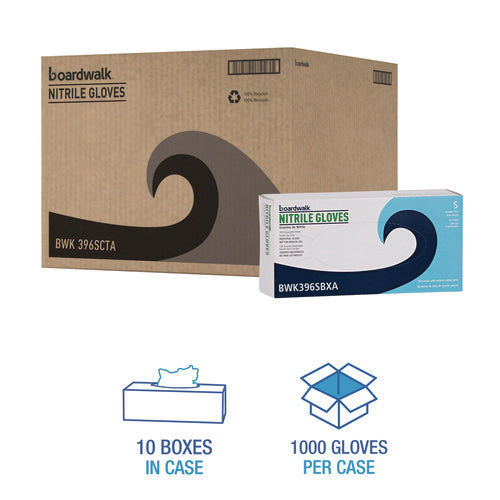 Image of Boardwalk® Disposable General-Purpose Powder-Free Nitrile Gloves, Small, Black, 4.4 mil, 100/Box, 10 Boxes/Carton