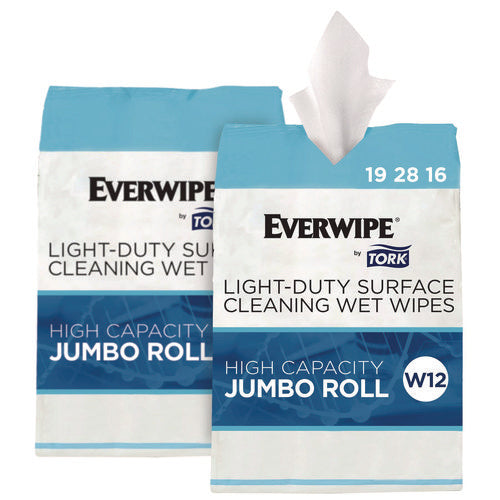 Image of Tork® Light-Duty Surface Cleaning Wet Wipe, 1-Ply, 8 x 6, Unscented, White, 2,500 Sheets/Roll, 2 Rolls/Carton