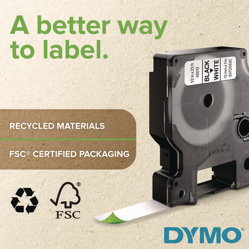 Image of DYMO® Rhino Permanent Vinyl Industrial Label Tape, 0.75" X 18 Ft, Yellow/black Print