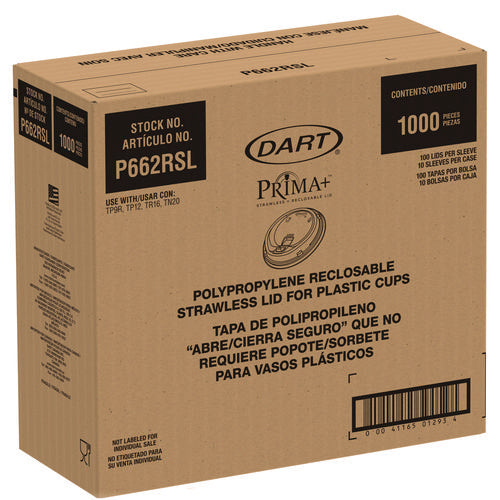 Image of Dart® Prima Strawless Plastic Lids, Fits 9 oz to 20 oz Cold Cups, Clear, 1,000/Carton