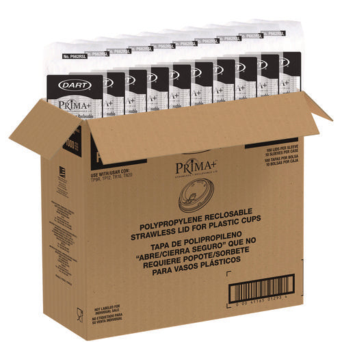 Image of Dart® Prima Strawless Plastic Lids, Fits 9 oz to 20 oz Cold Cups, Clear, 1,000/Carton
