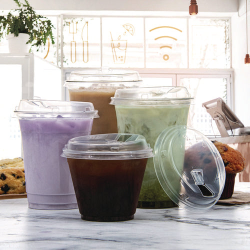 Image of Dart® Prima Strawless Plastic Lids, Fits 9 oz to 20 oz Cold Cups, Clear, 1,000/Carton