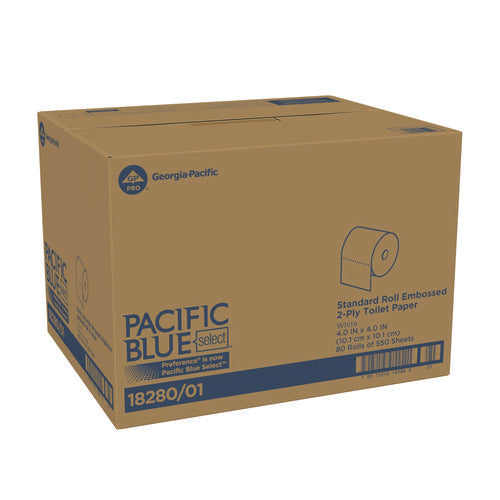 Image of Georgia Pacific® Professional Pacific Blue Select Bathroom Tissue, Septic Safe, 2-Ply, White, 550 Sheets/Roll, 80 Rolls/Carton