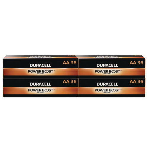 Image of Duracell® Power Boost CopperTop Alkaline AA Batteries, 36/Pack, 4 Packs/Carton