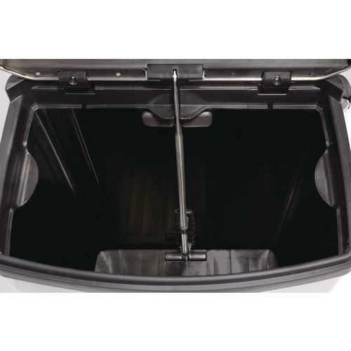 Image of Rubbermaid® Commercial Slim Jim Stainless Steel Step-On Container, Front Step Style, 24 gal, Stainless Steel, Black