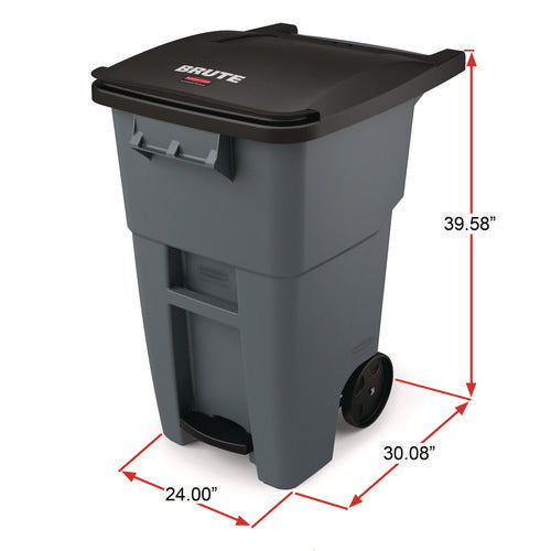 Image of Rubbermaid® Commercial Brute Step-On Rollouts, 50 gal, Metal/Plastic, Gray