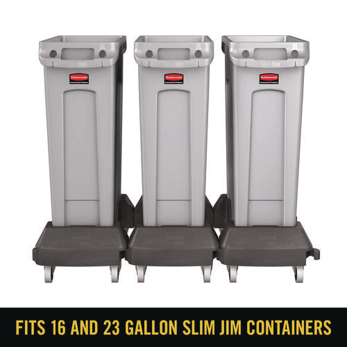 Image of Rubbermaid® Commercial Slim Jim Resin Trainable Dolly, 120 lb Capacity, 23.86 x 14.71 x 8.36, Black