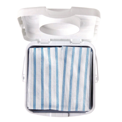 Image of Rubbermaid® Commercial HYGEN Disposable Microfiber Cleaning Cloths, 12 x 12, White/Blue Stripe, 600/Carton