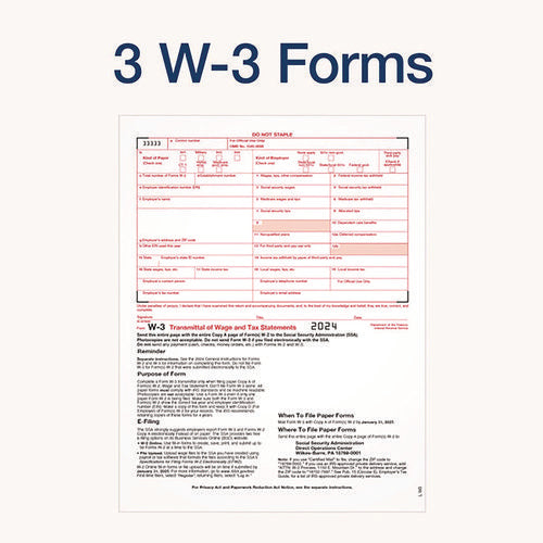 Image of Adams® 4-Part W-2 Continuous Feed Tax Forms, Fiscal Year: 2024, Four-Part Carbonless, 5.5 x 8.5, 2 Forms/Sheet, 24 Forms Total