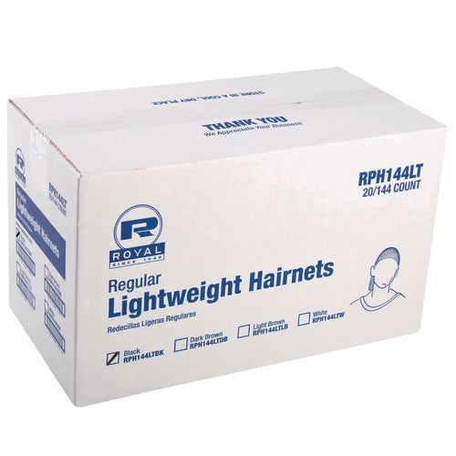 Image of AmerCareRoyal® Lightweight Latex-Free Hairnets, Nylon, 24", Black, 144/Box, 20 Boxes/Carton