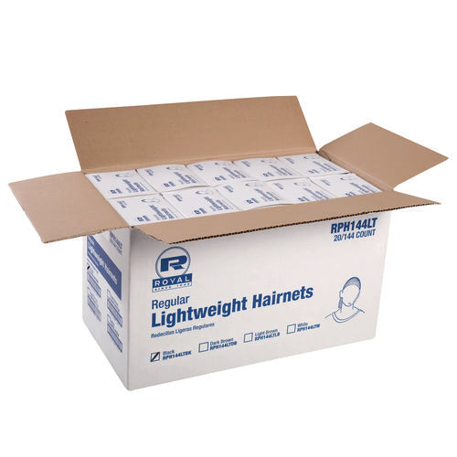 Image of AmerCareRoyal® Lightweight Latex-Free Hairnets, Nylon, 24", Black, 144/Box, 20 Boxes/Carton