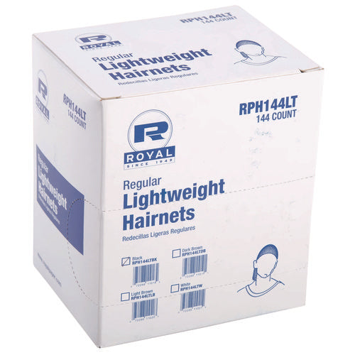 Image of AmerCareRoyal® Lightweight Latex-Free Hairnets, Nylon, 24", Black, 144/Box, 20 Boxes/Carton