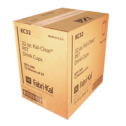 Image of Fabri-Kal® Kal-Clear PET Cold Drink Cups, 32 oz, Plastic, Clear, 25/Sleeve, 12 Sleeves/Carton
