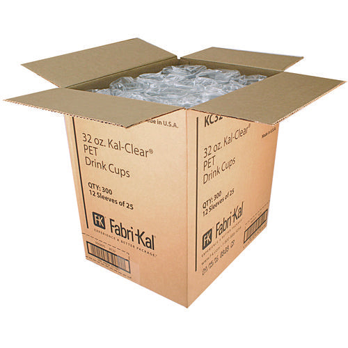 Image of Fabri-Kal® Kal-Clear PET Cold Drink Cups, 32 oz, Plastic, Clear, 25/Sleeve, 12 Sleeves/Carton
