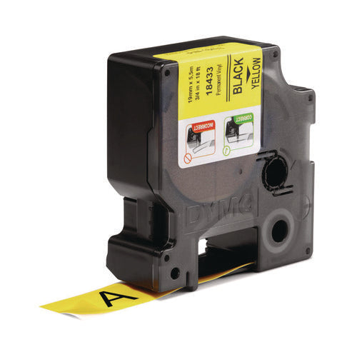Image of DYMO® Rhino Permanent Vinyl Industrial Label Tape, 0.75" X 18 Ft, Yellow/black Print