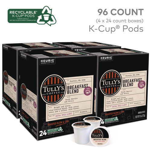 Image of Tully's Coffee® Breakfast Blend Coffee K-Cups, 96/carton