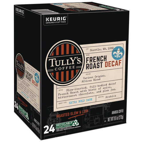 Image of Tully's Coffee® French Roast Decaf Coffee K-Cups, 24/box