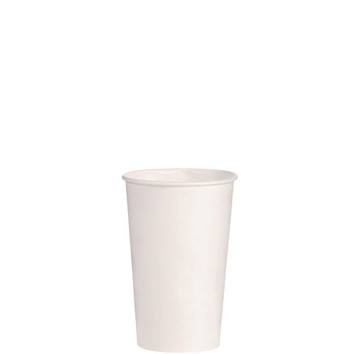 Image of SOLO® Double Sided Poly (DSP) Paper Cold Cups, 16 oz, White, 50 Cups/Sleeve, 20 Sleeves/Carton
