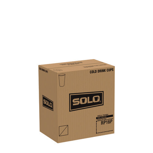 Image of SOLO® Double Sided Poly (DSP) Paper Cold Cups, 16 oz, White, 50 Cups/Sleeve, 20 Sleeves/Carton