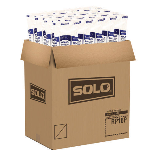 Image of SOLO® Double Sided Poly (DSP) Paper Cold Cups, 16 oz, White, 50 Cups/Sleeve, 20 Sleeves/Carton