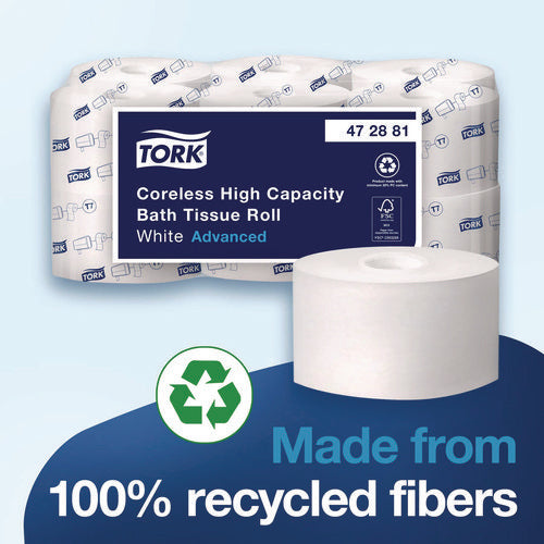 Image of Tork® Advanced Coreless High Capacity Bath Tissue, 2-Ply, White, 1,000 Sheets/Roll, 12 Rolls/Carton