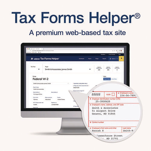 Image of Adams® 6-Part W-2 Tax Form Kit with Security Envelopes and Tax Forms Helper, 2024, 8.5 x 5.5, 2 Forms/Sheet, 24 Forms Total